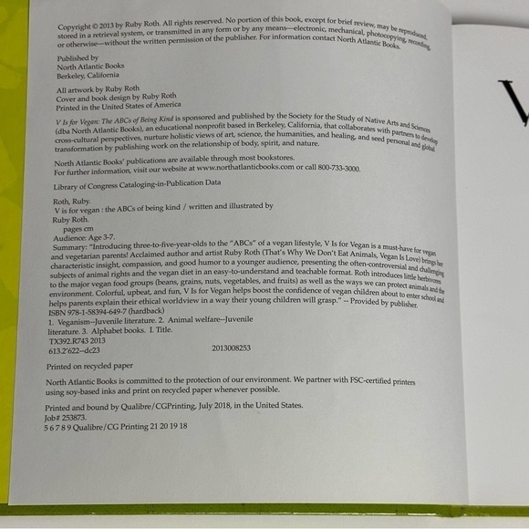 V Is For Vegan The ABCs of Being Kind by Ruby Roth - Picture 3 of 14